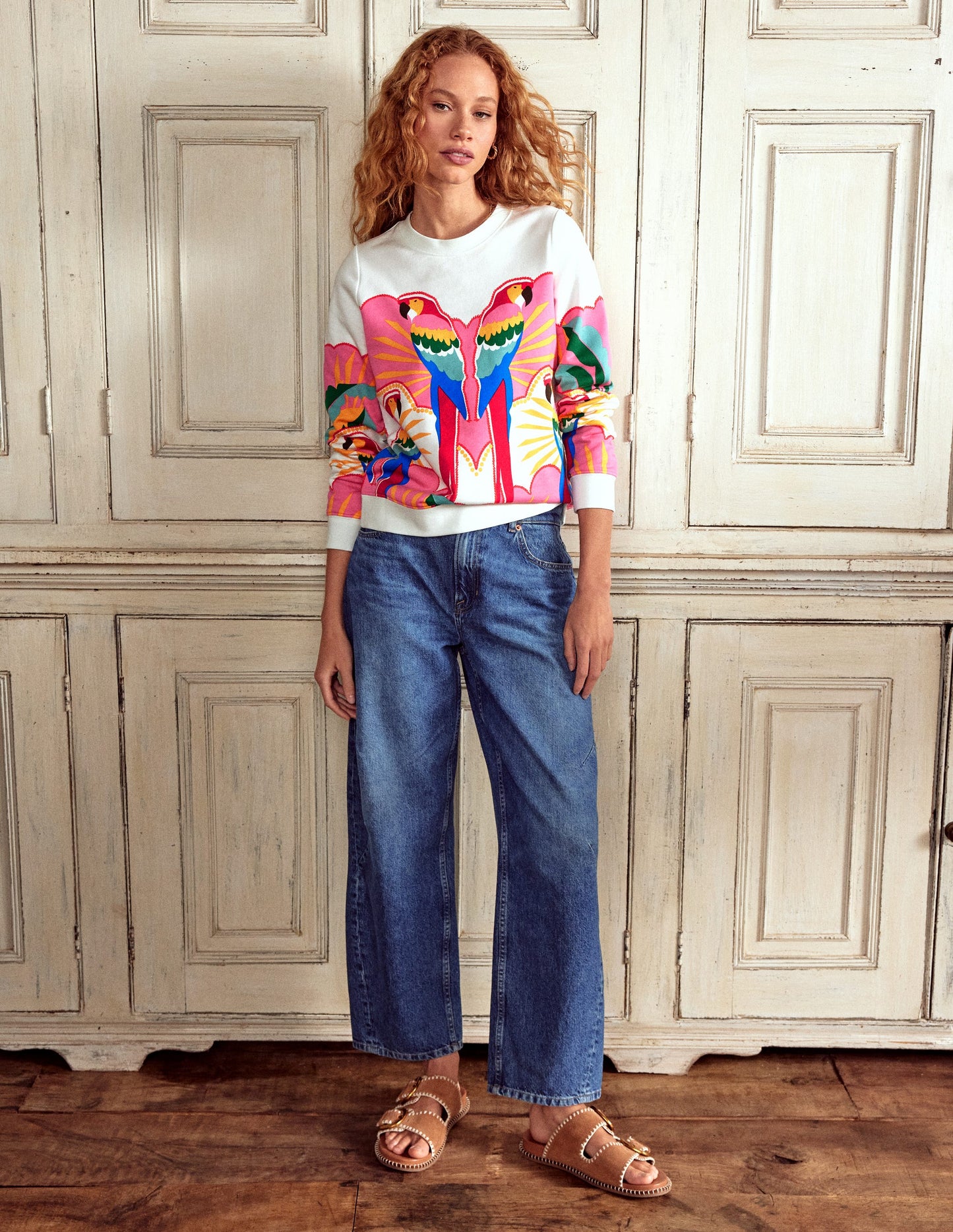 Hannah Printed Sweatshirt-Multi, Paradise Parrot