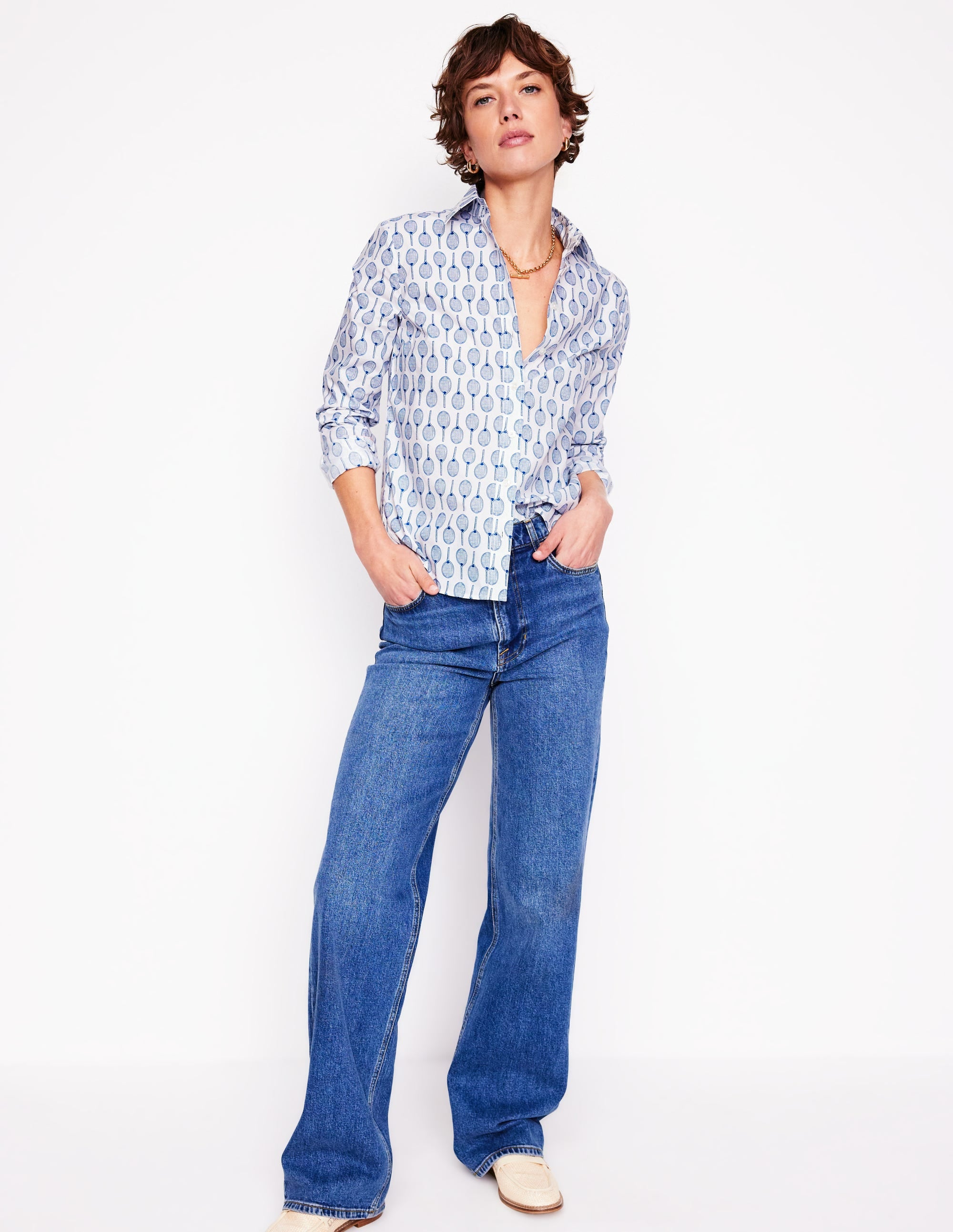 Sienna Cotton Shirt-Ivory, Tennis - Image 4