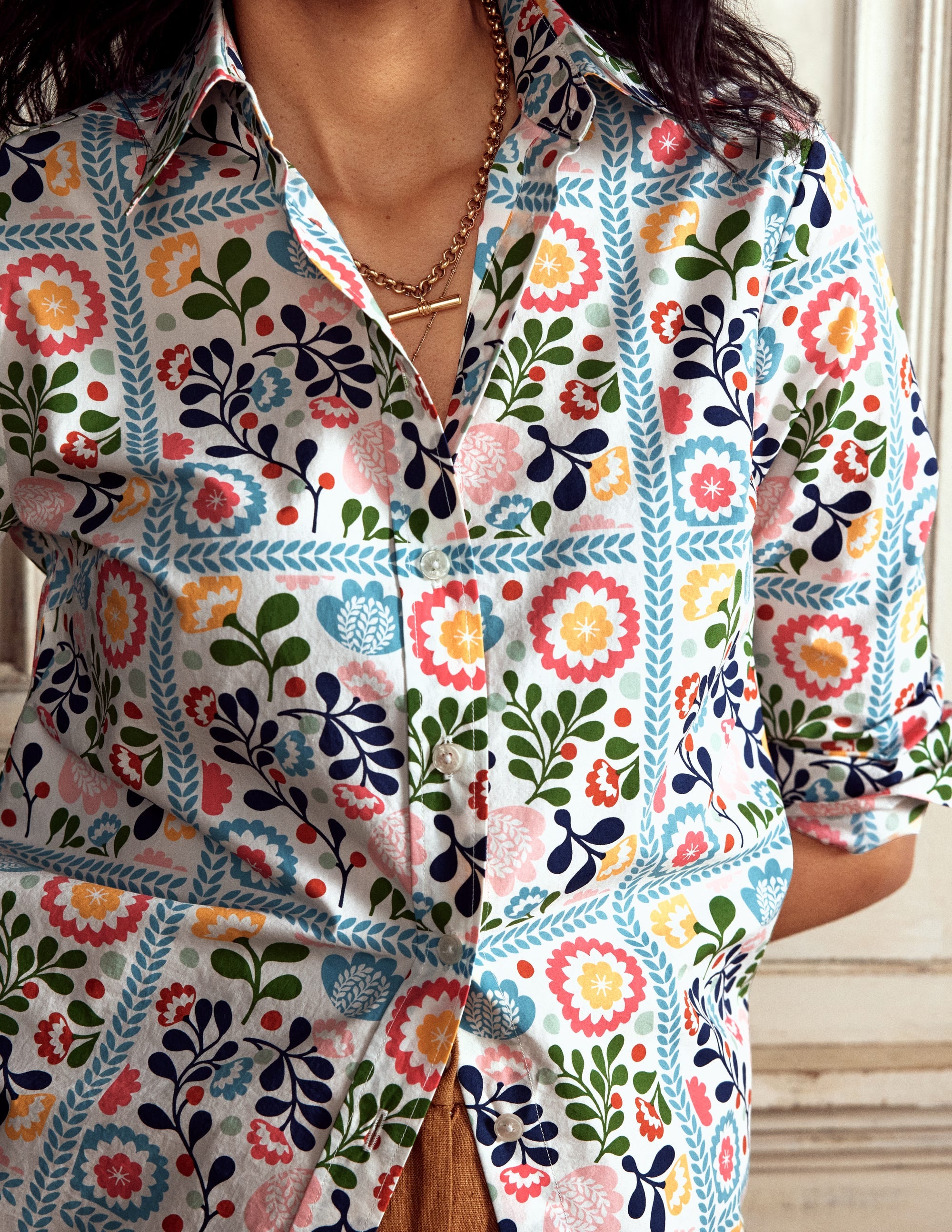 Sienna Cotton Shirt-Multi, Vine Tile - Image 2