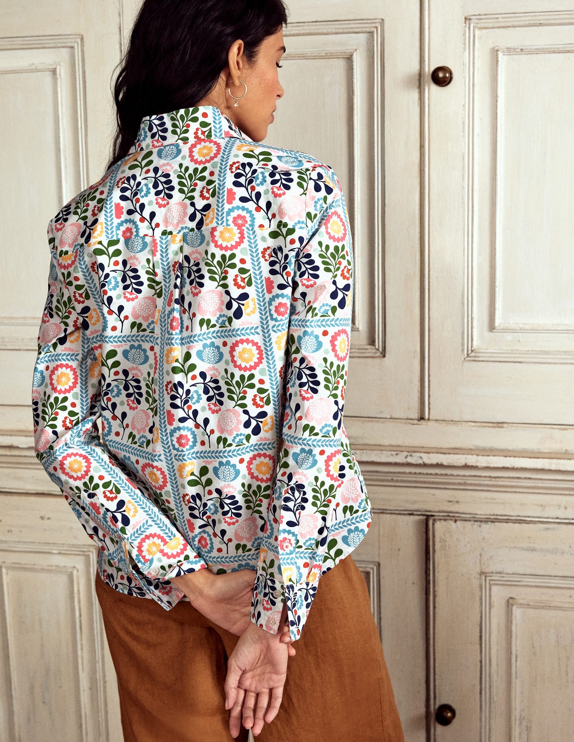 Sienna Cotton Shirt-Multi, Vine Tile - Image 3