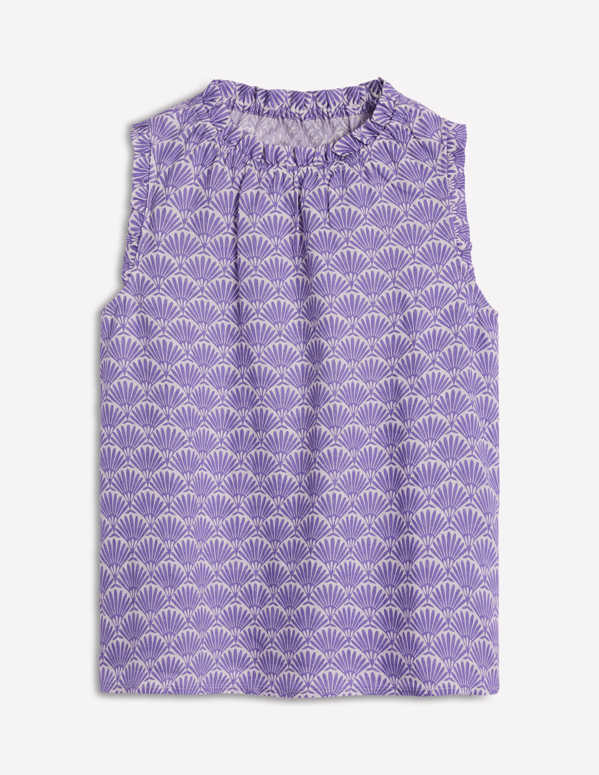 Sophie Ruffle Linen Top-Purple, Deco Palm - Image 6