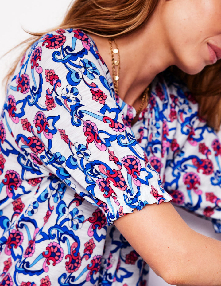 Isla Jersey Shirt-Ivory, Floral