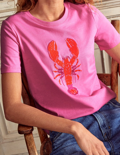 Relaxed Novelty T-Shirt-Pink Rose, Lobster-2