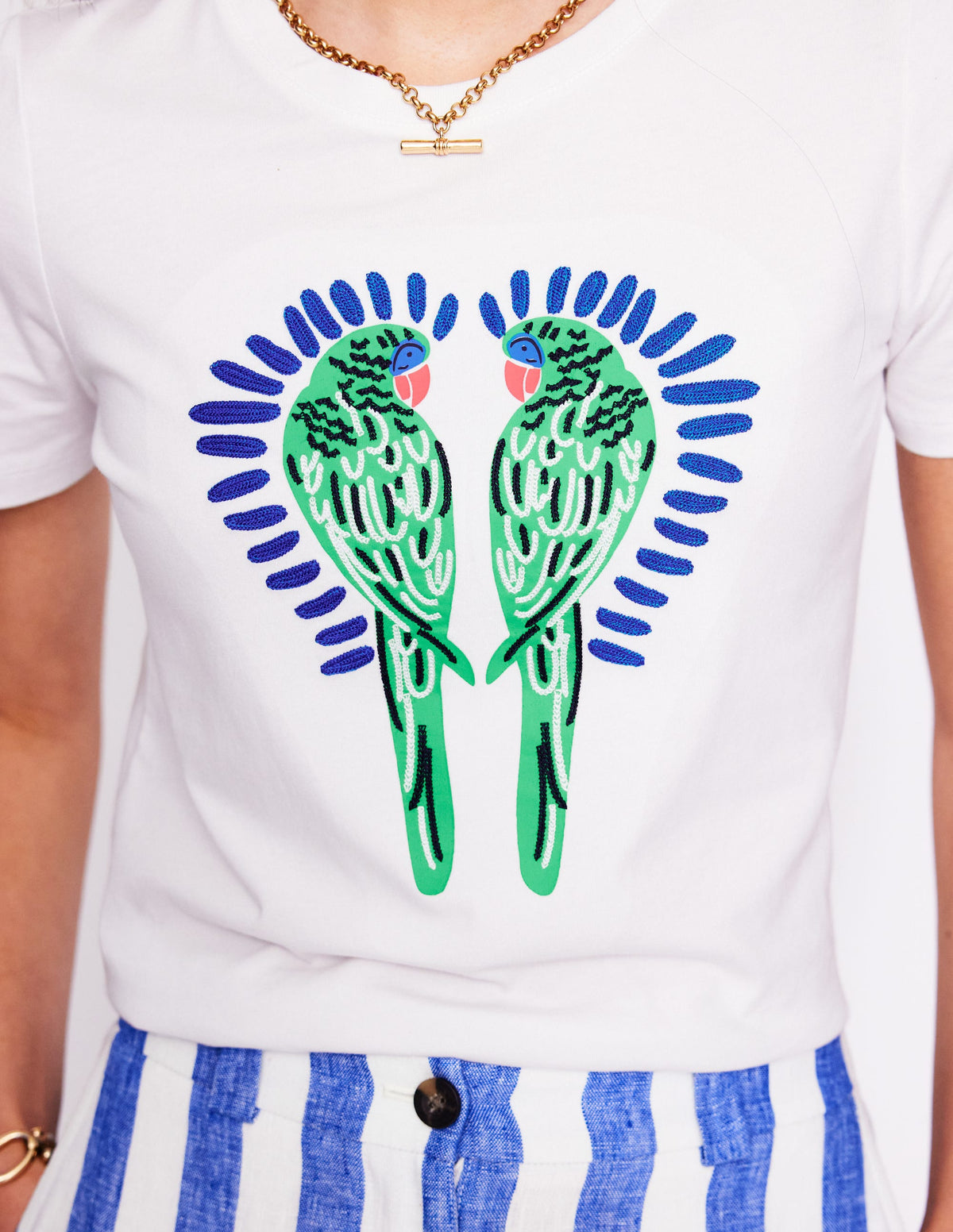 Relaxed Novelty T-Shirt-White, Parrot - Image 2