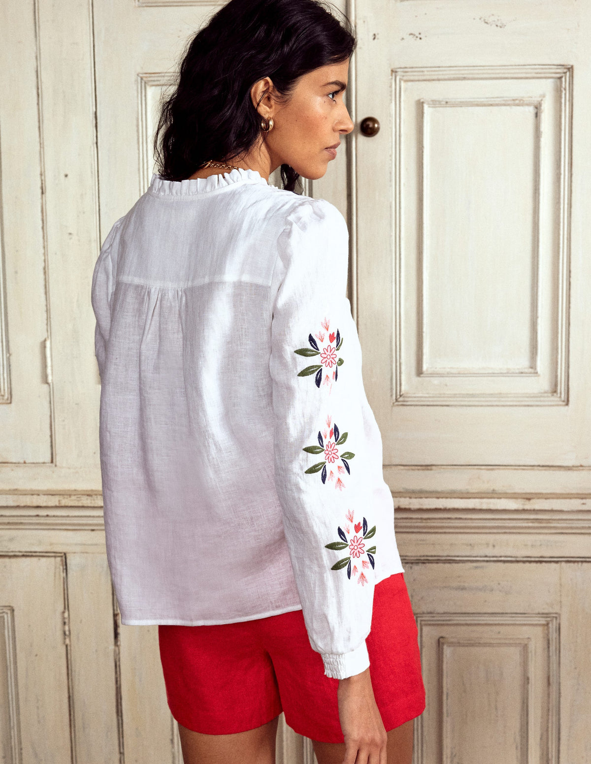 Grace Linen Top-White, Cheetah - Image 3