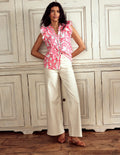 Sleeveless Double Cloth Top-Azalea Pink, Vine Silhouette