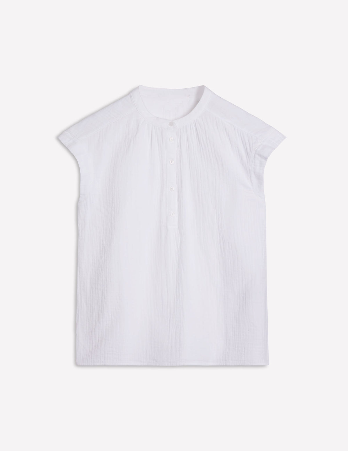 Sleeveless Double Cloth Top-White - Image 5