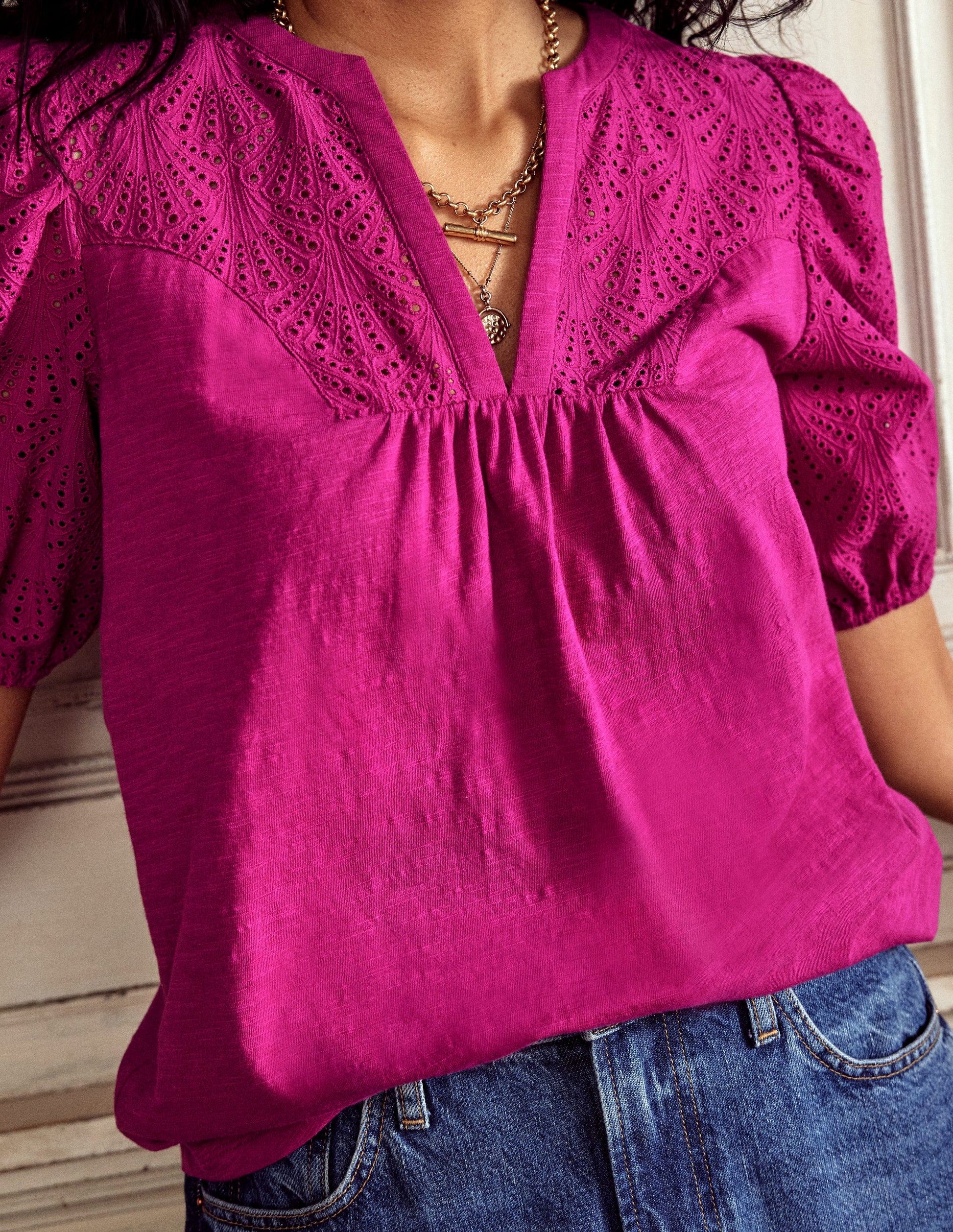 Dolly Broderie Top-Fuchsia-2
