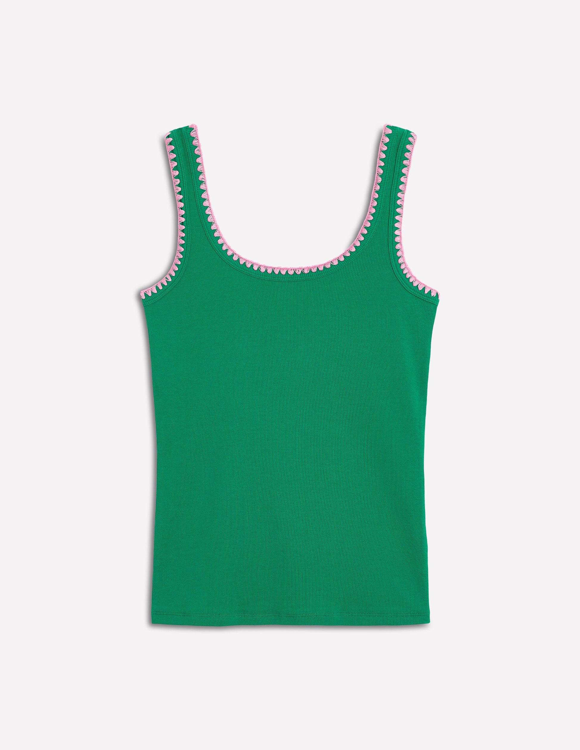 Crochet Trim Tank Top-Rich Emerald-5