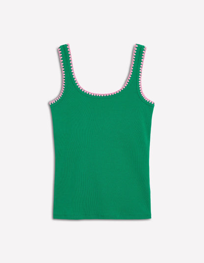 Crochet Trim Tank Top-Rich Emerald-5