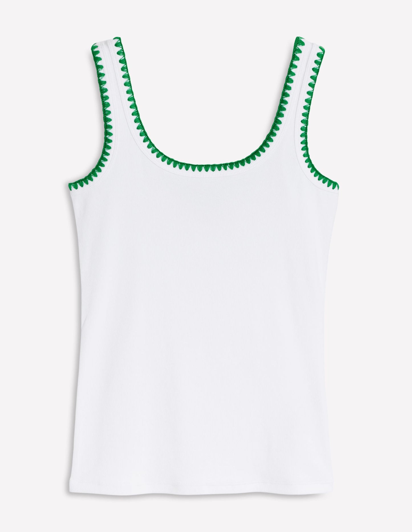 Crochet Trim Tank Top-White