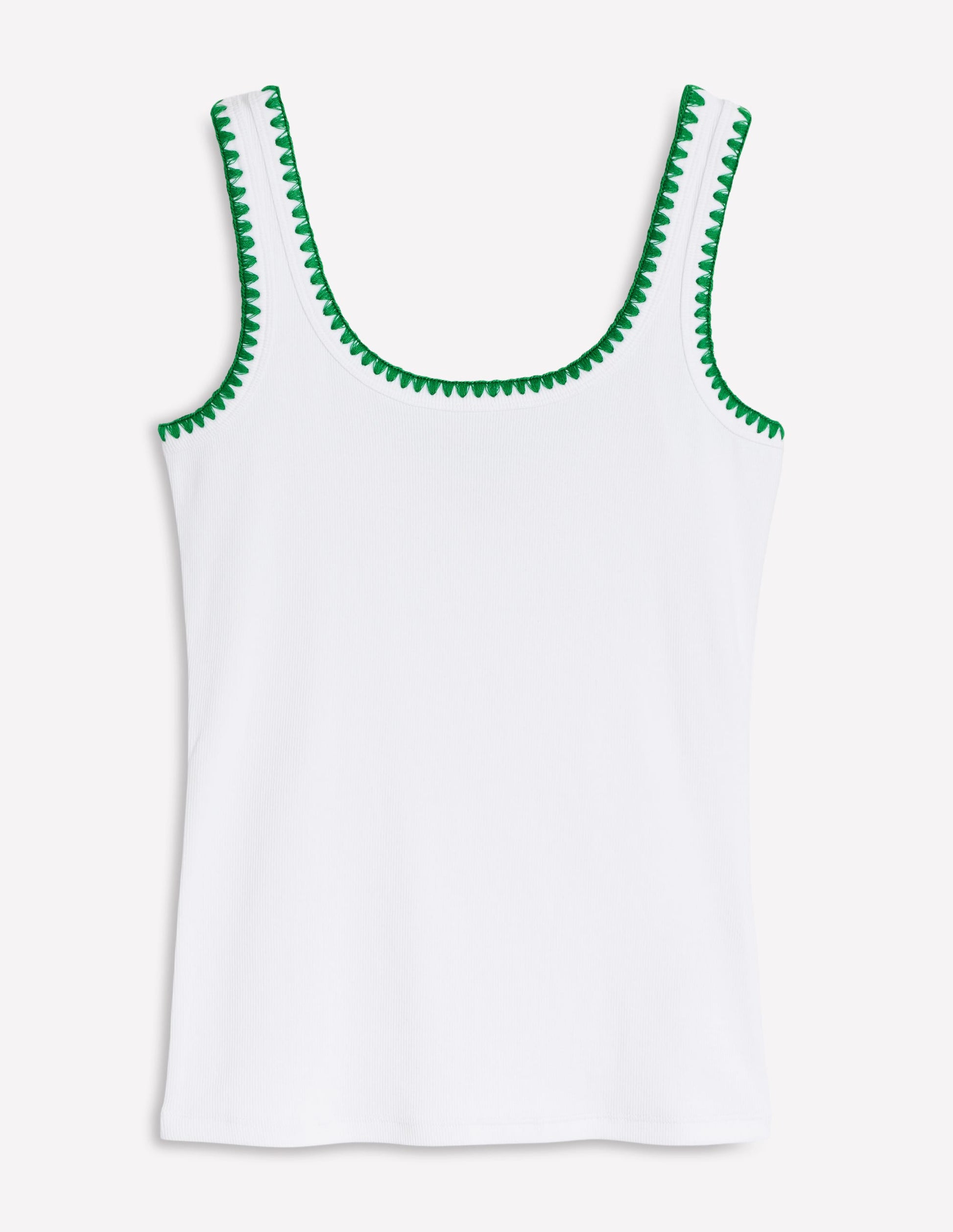Crochet Trim Tank Top-White-6