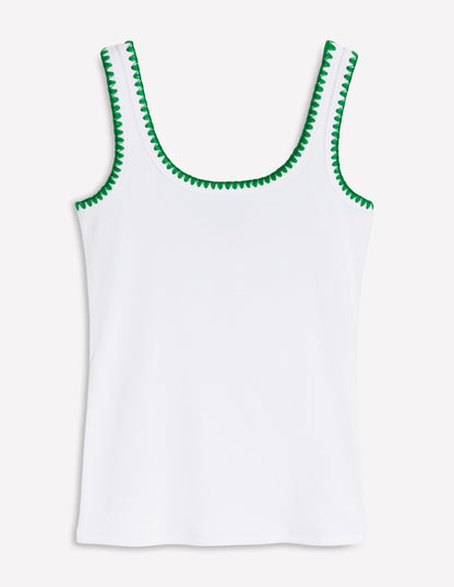 Crochet Trim Tank Top-White-6
