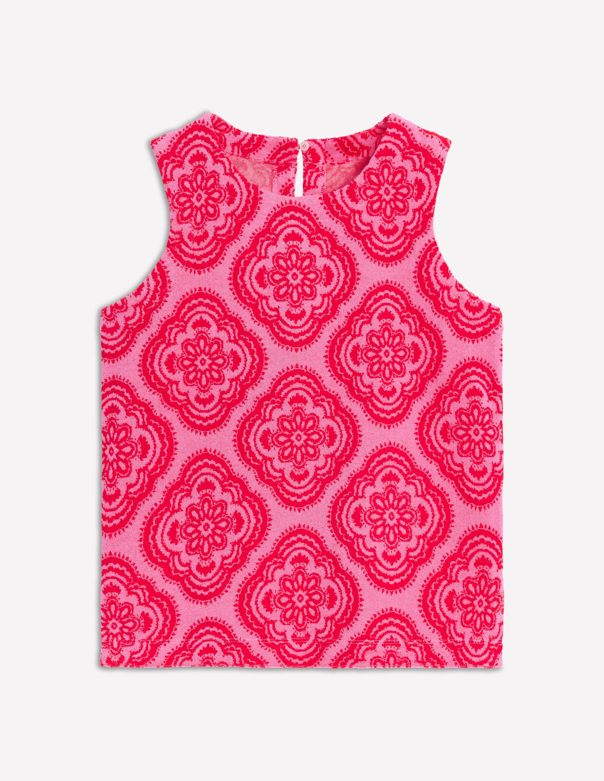 Towelling Tank Top-Pink Rose, Botanic Blush-6