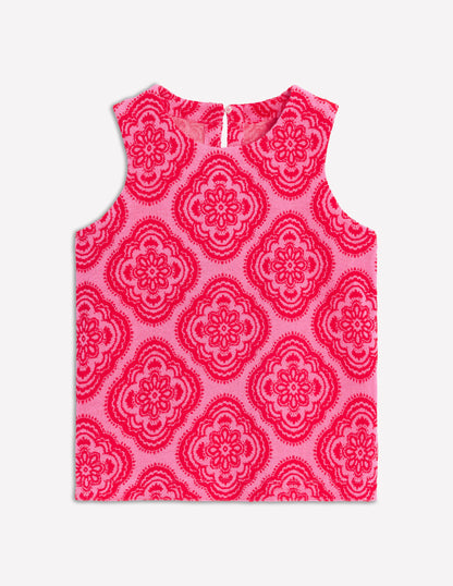 Towelling Tank Top-Pink Rose, Botanic Blush-6