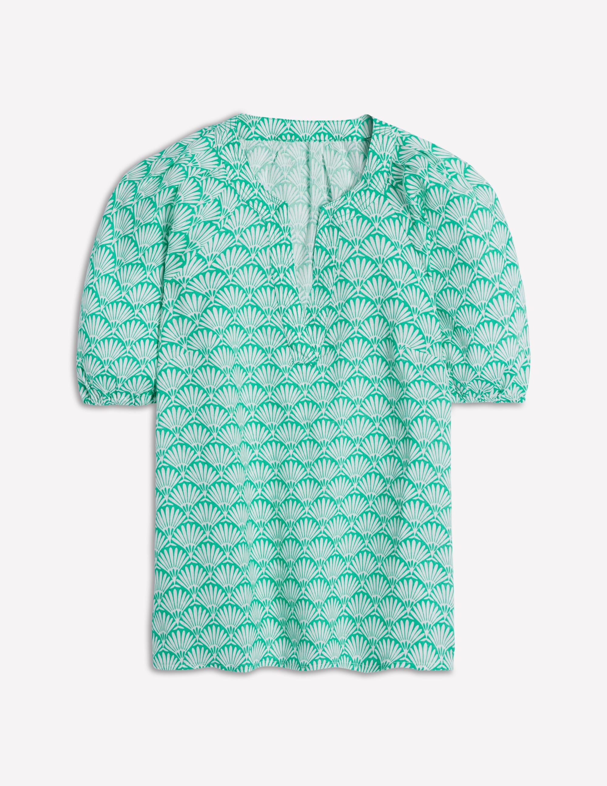 Brooke Linen Top-Aquamarine, Deco Palm - Image 6