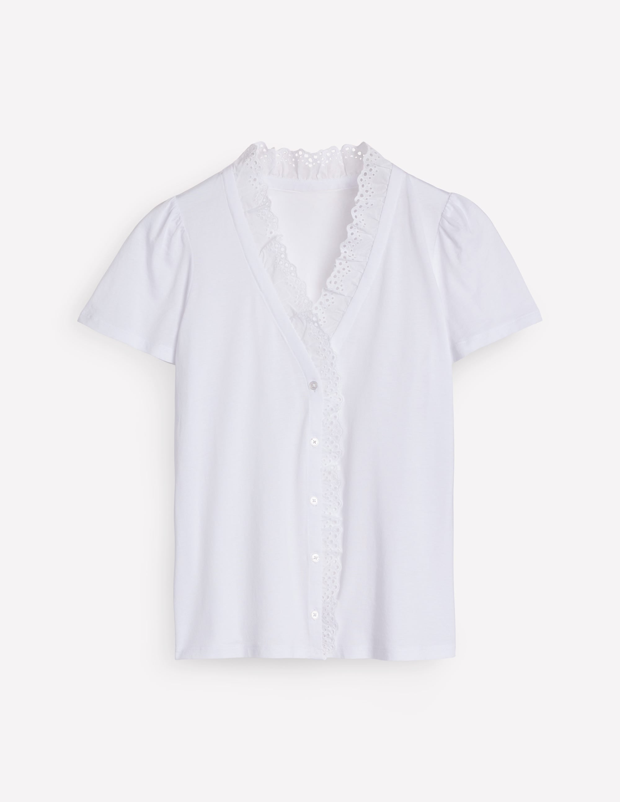 Broderie V-Neck Top-White - Image 6