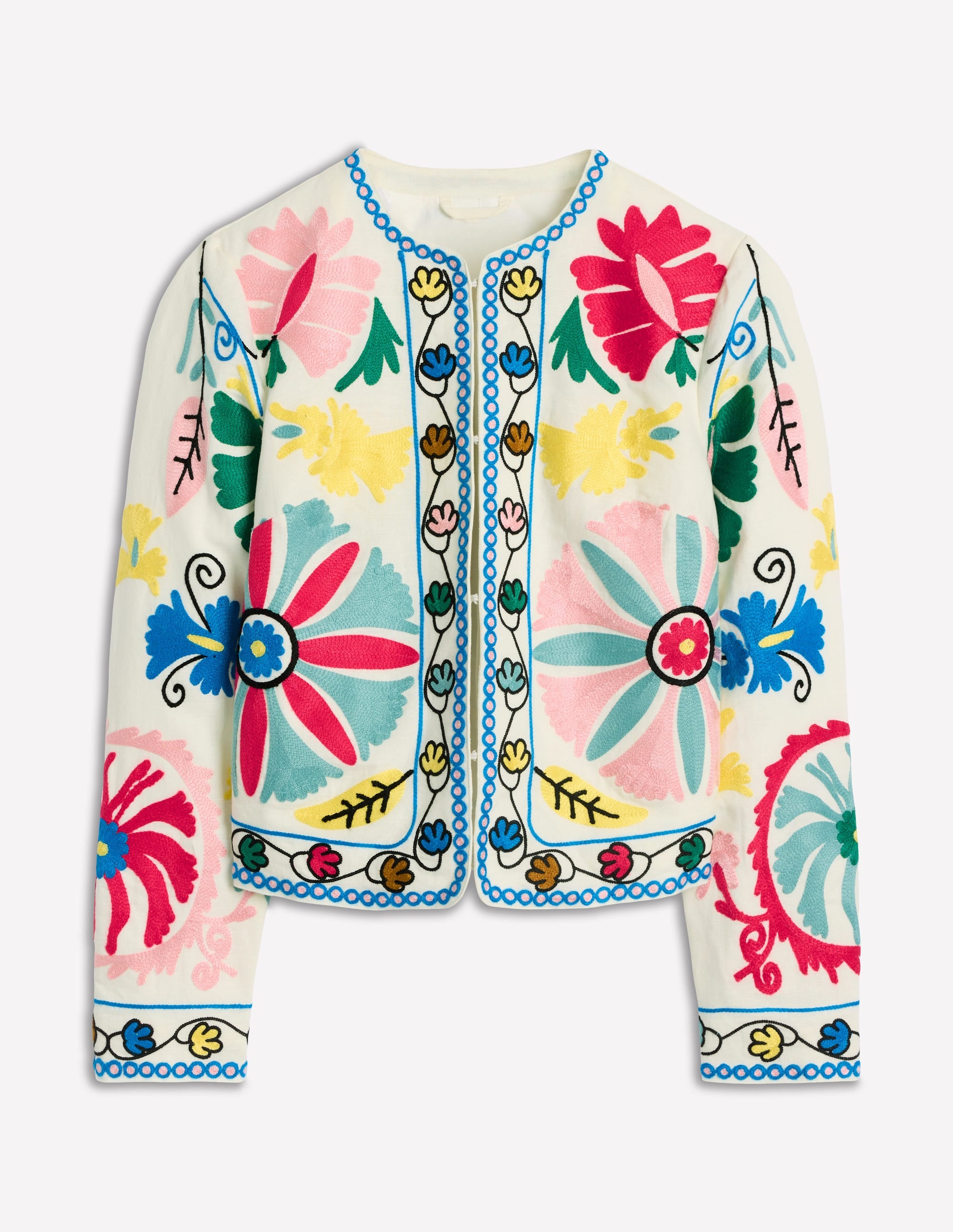 Embroidered Linen Jacket-Multi Embroidery - Image 7