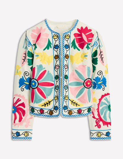 Embroidered Linen Jacket-Multi Embroidery-7