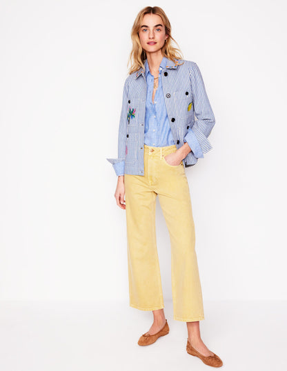 Embroidered Utility Jacket-Forget me not Blue Fine Stripe-5