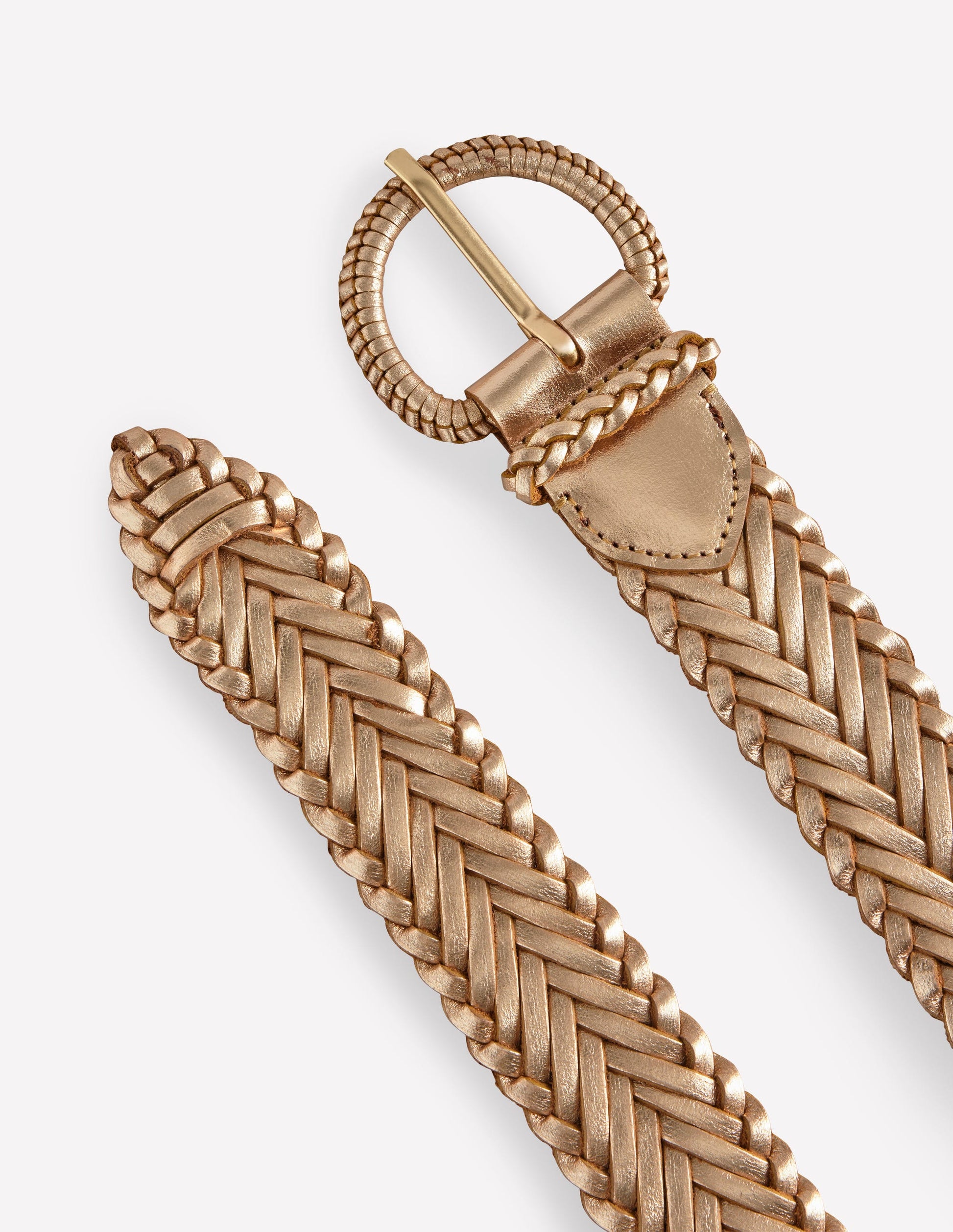 Woven Leather Belt-Gold-3