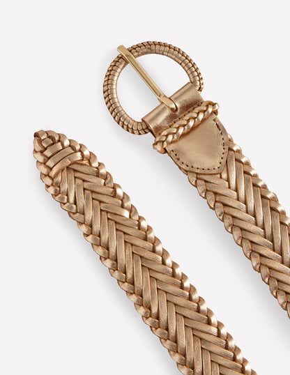 Woven Leather Belt-Gold-3