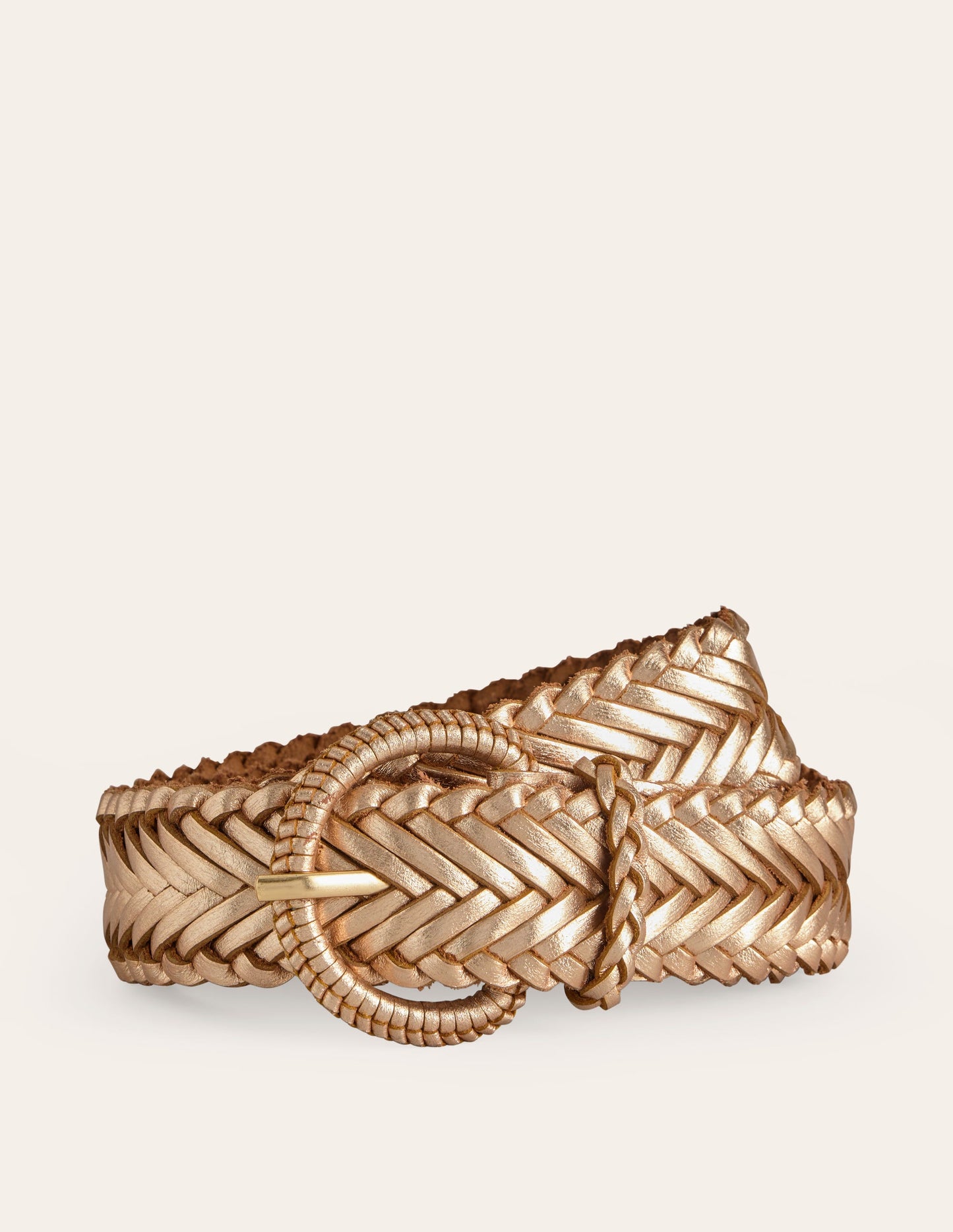 Woven Leather Belt-Gold