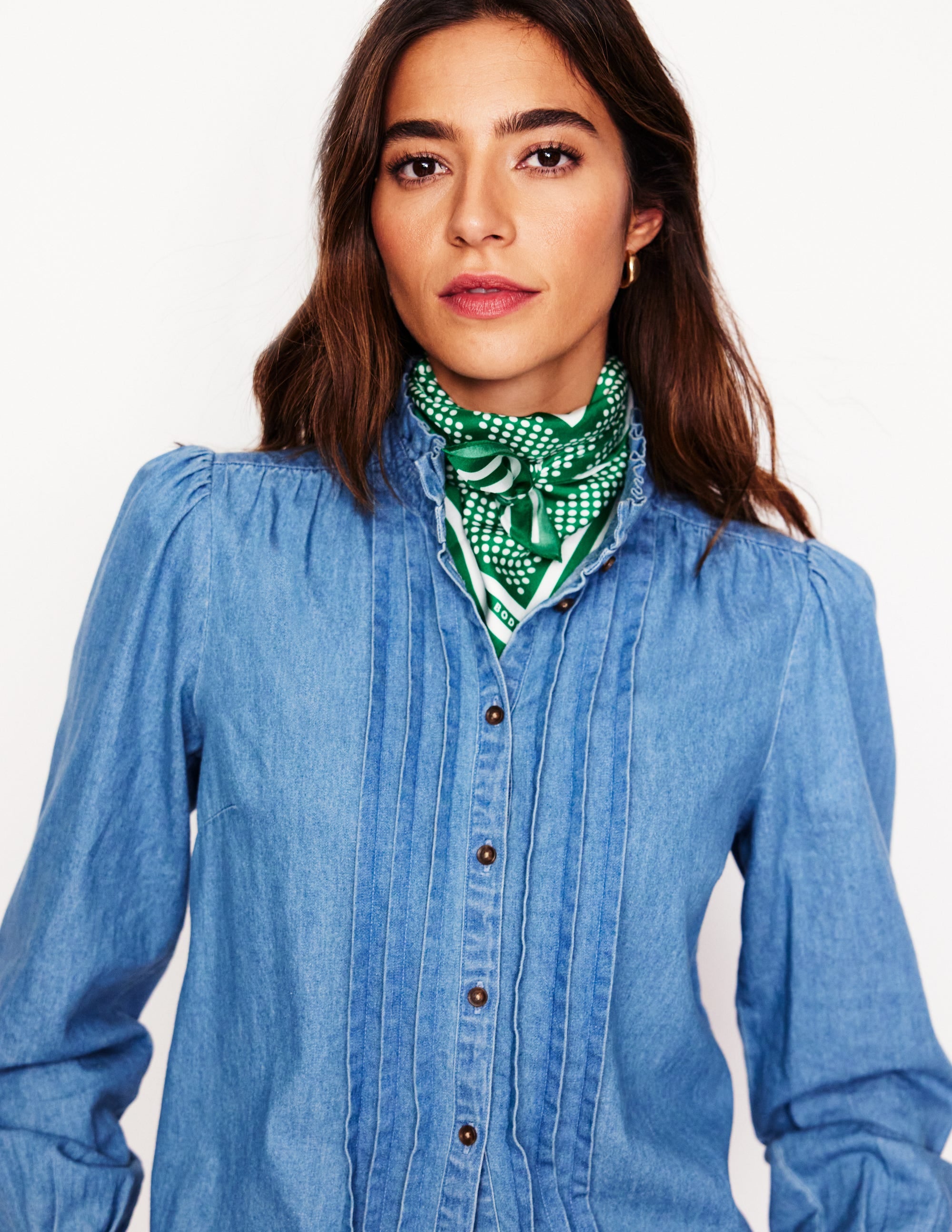 Elisabeth Silk Square Scarf-Rich Emerald, Border Spot - Image 3