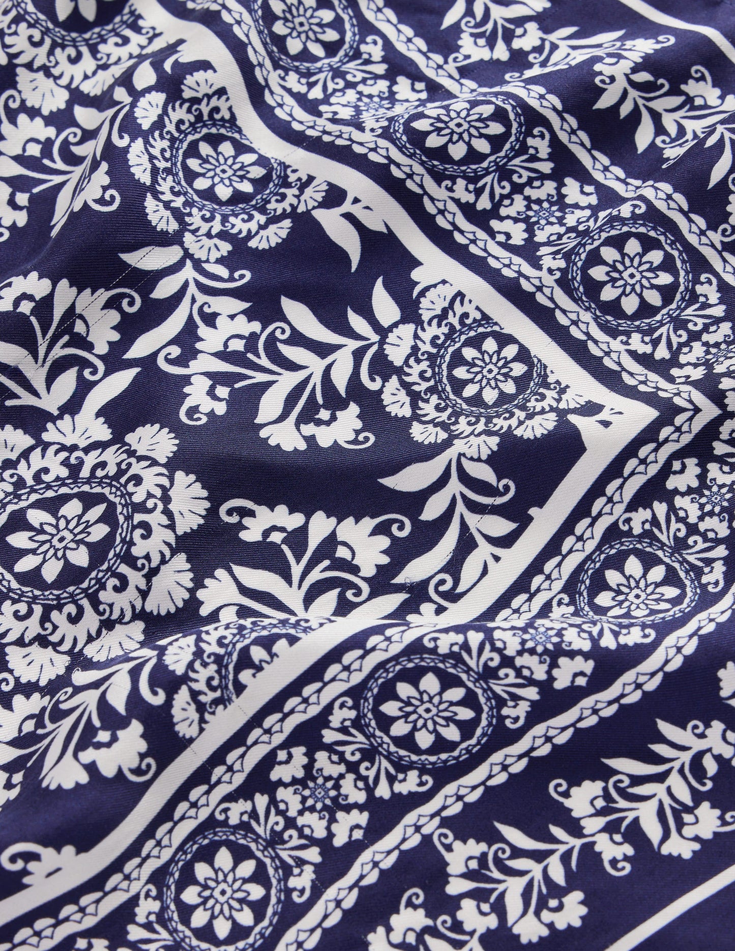 Silk Square Scarf-Navy Decorative Blossom
