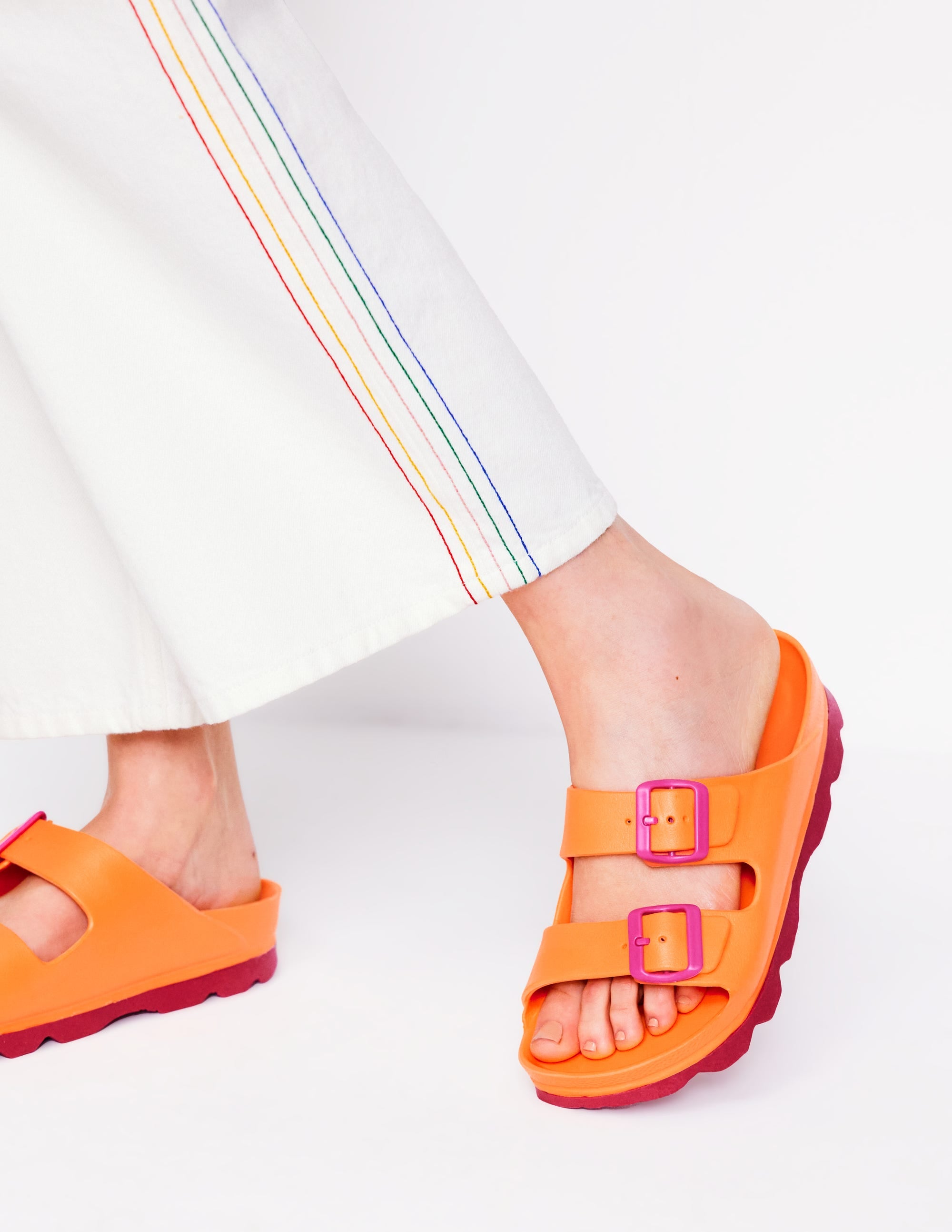 Lyla Double Buckle Sliders-Orange - Image 1