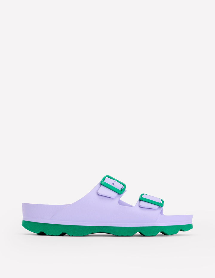 Lyla Double Buckle Sliders-Lavender Purple