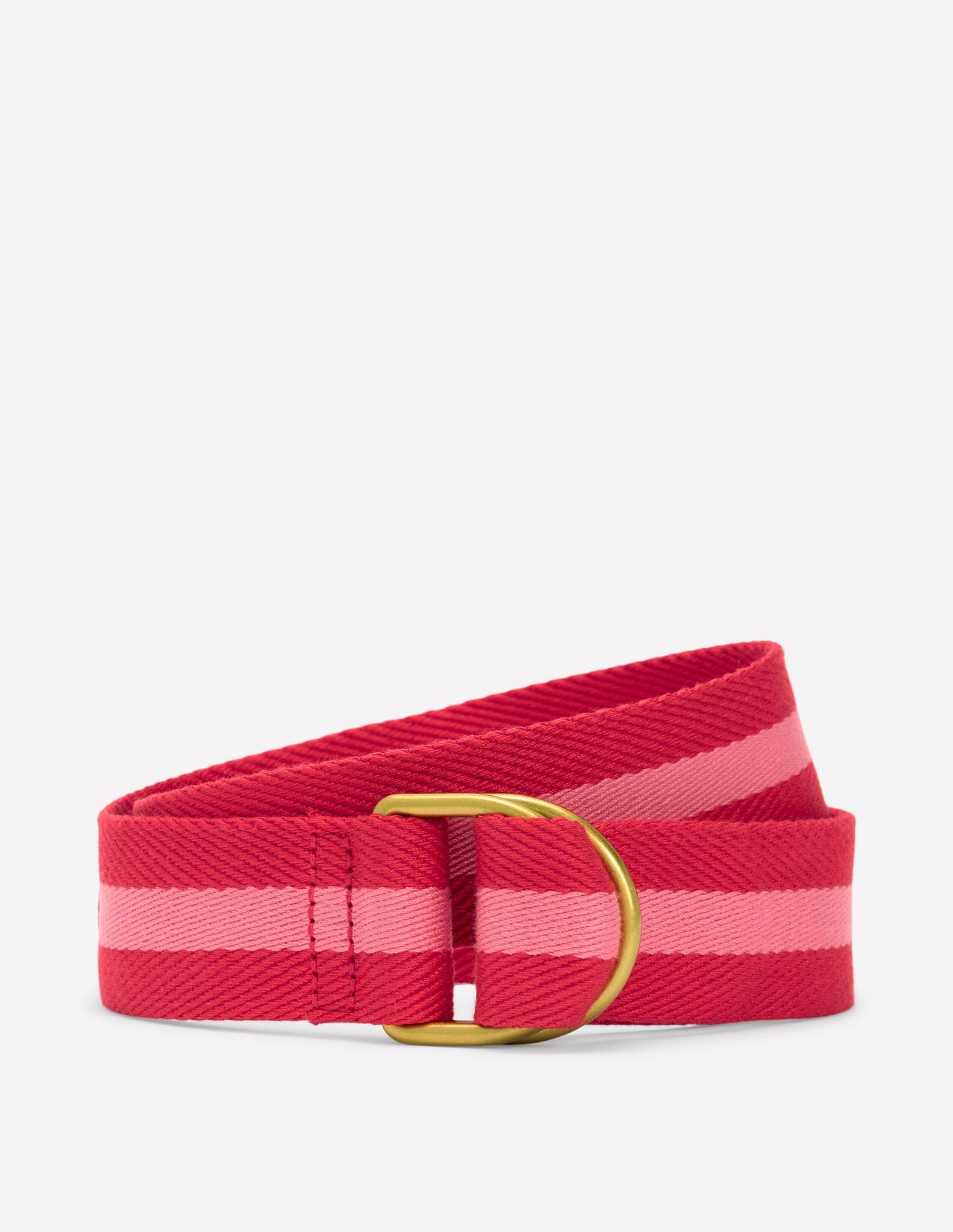 Webbing D-Ring Belt-Red and Pink