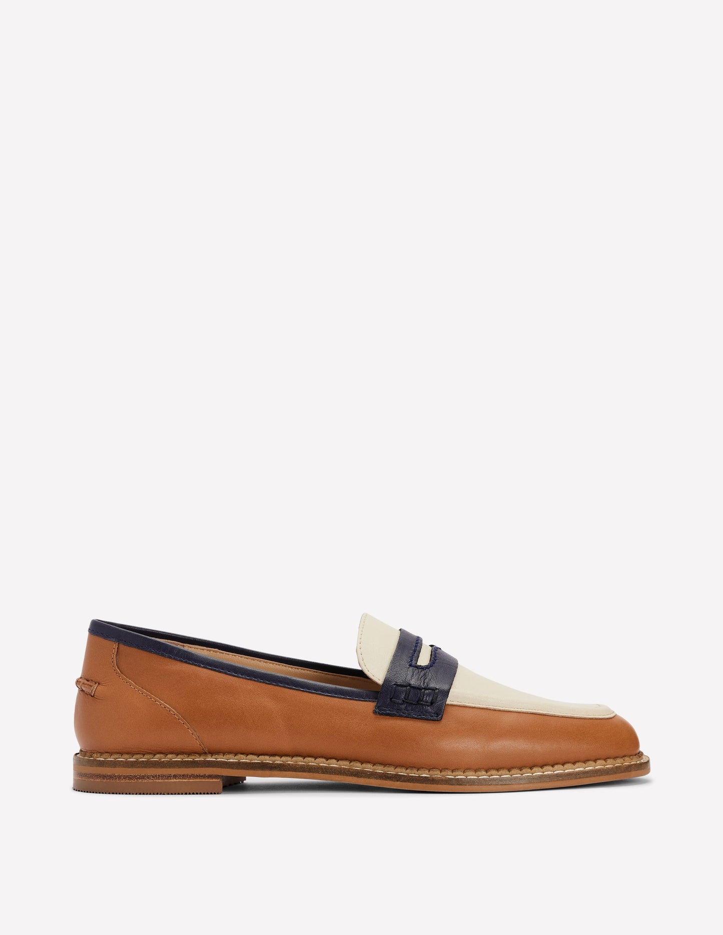 Nya Structured Penny Loafer-Tan Colourblock