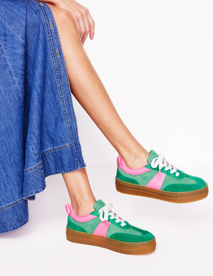 Erin Flatform Tennis Trainer-Rich Emerald/Festival Pink