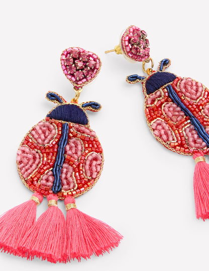 Beady Motif Earrings-Ladybird