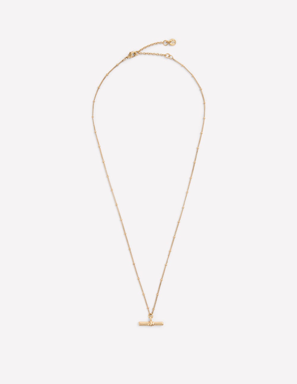Fine T-bar Pendant Necklace-Gold Colour-1