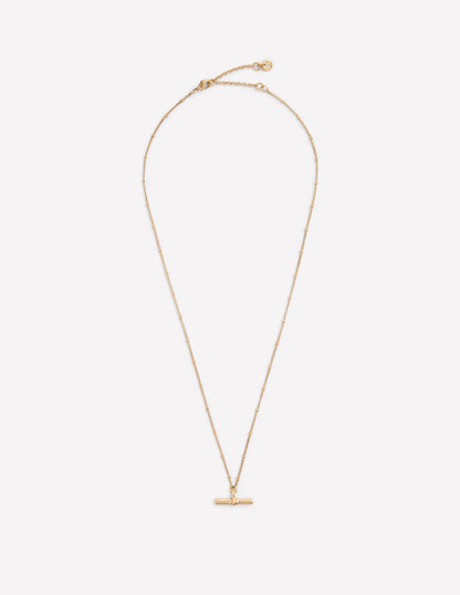 Fine T-bar Pendant Necklace-Gold Colour-1