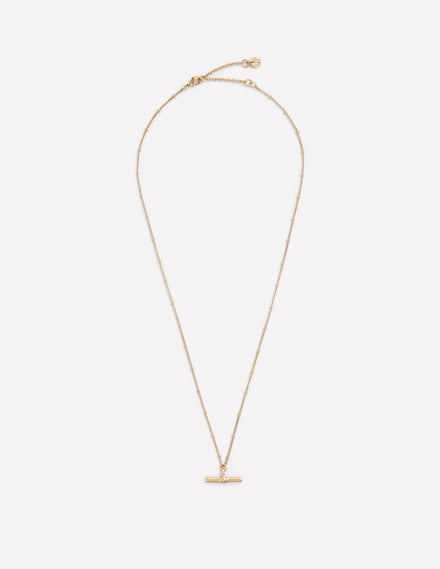 Fine T-Bar Pendant Necklace-Gold