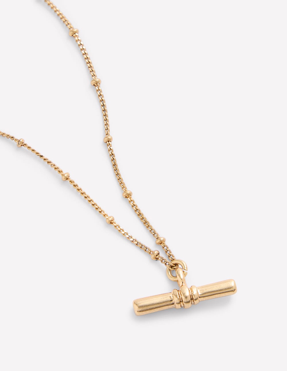 Fine T-bar Pendant Necklace-Gold Colour