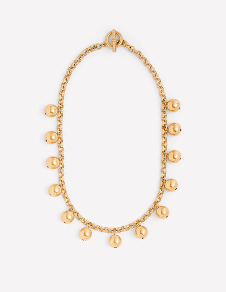 Gold Bead Chain Necklace-Gold