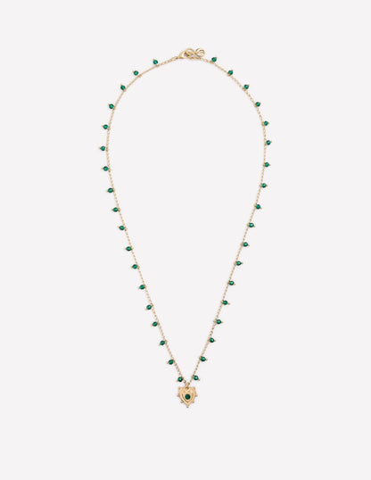 Layering Charm Necklace-Green Heart