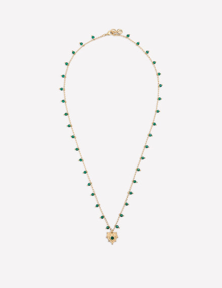 Layering Charm Necklace-Green Heart