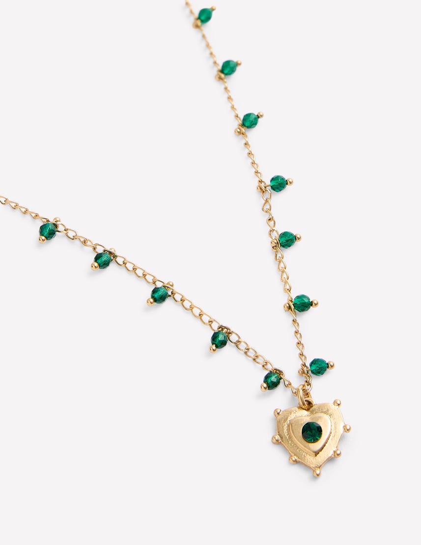 Layering Charm Necklace-Green Heart - Image 3