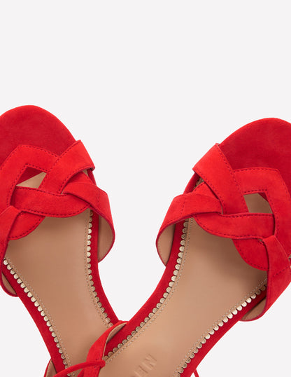 Heart Detail Flat Sandals-Post Box Red