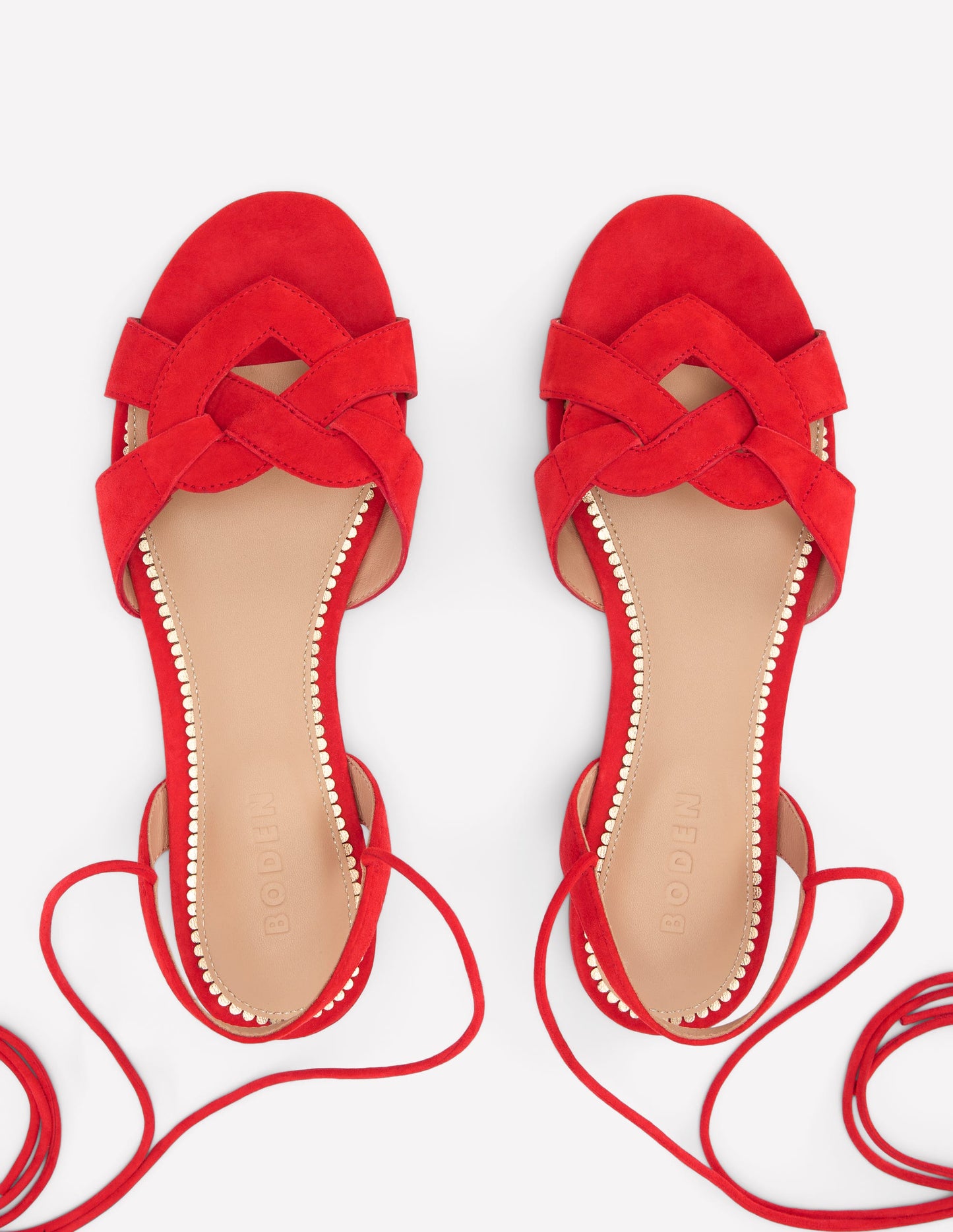 Heart Detail Flat Sandals-Post Box Red