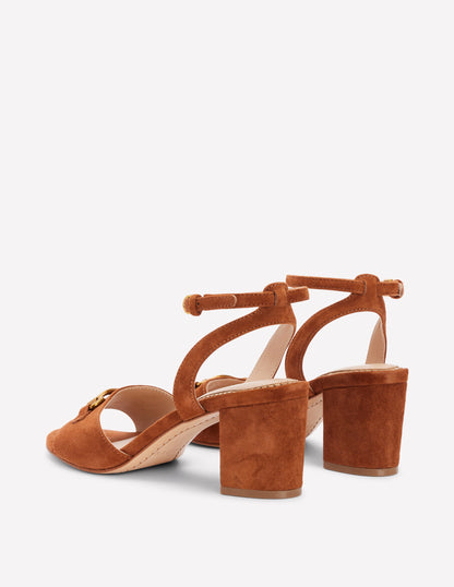 Iris Snaffle Block Heel Sandal-Tan