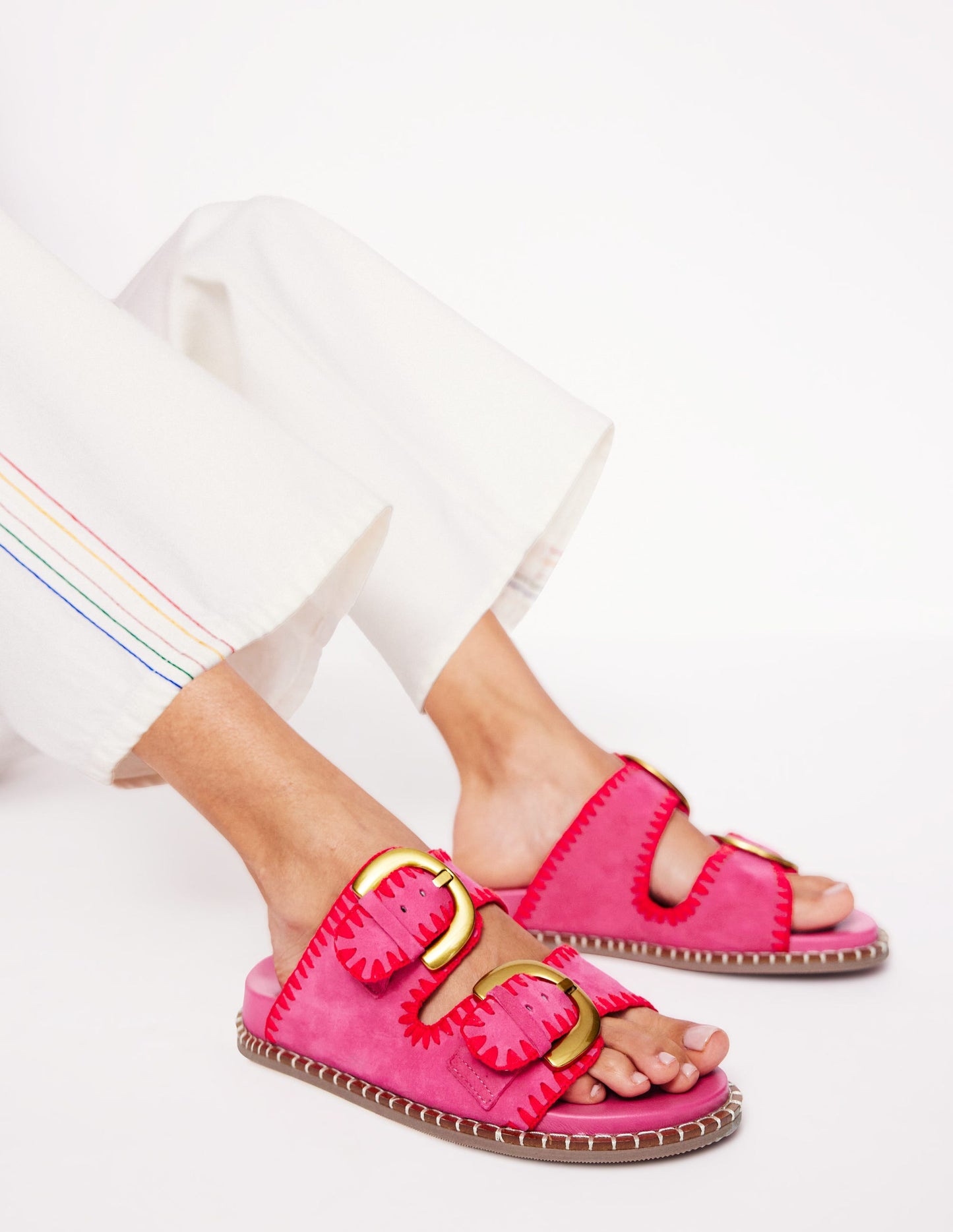 Alberta Footbed Sandals-Festival Pink/Post Box Red
