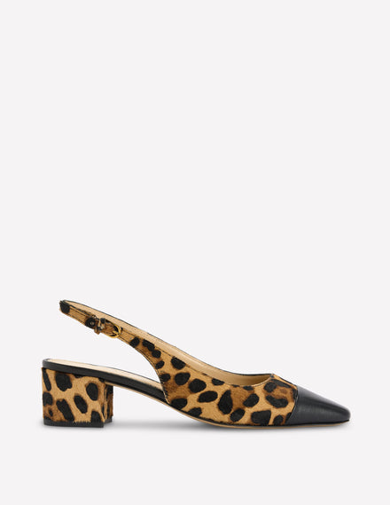 Ailsa Block Heel Slingbacks-Classic Leopard