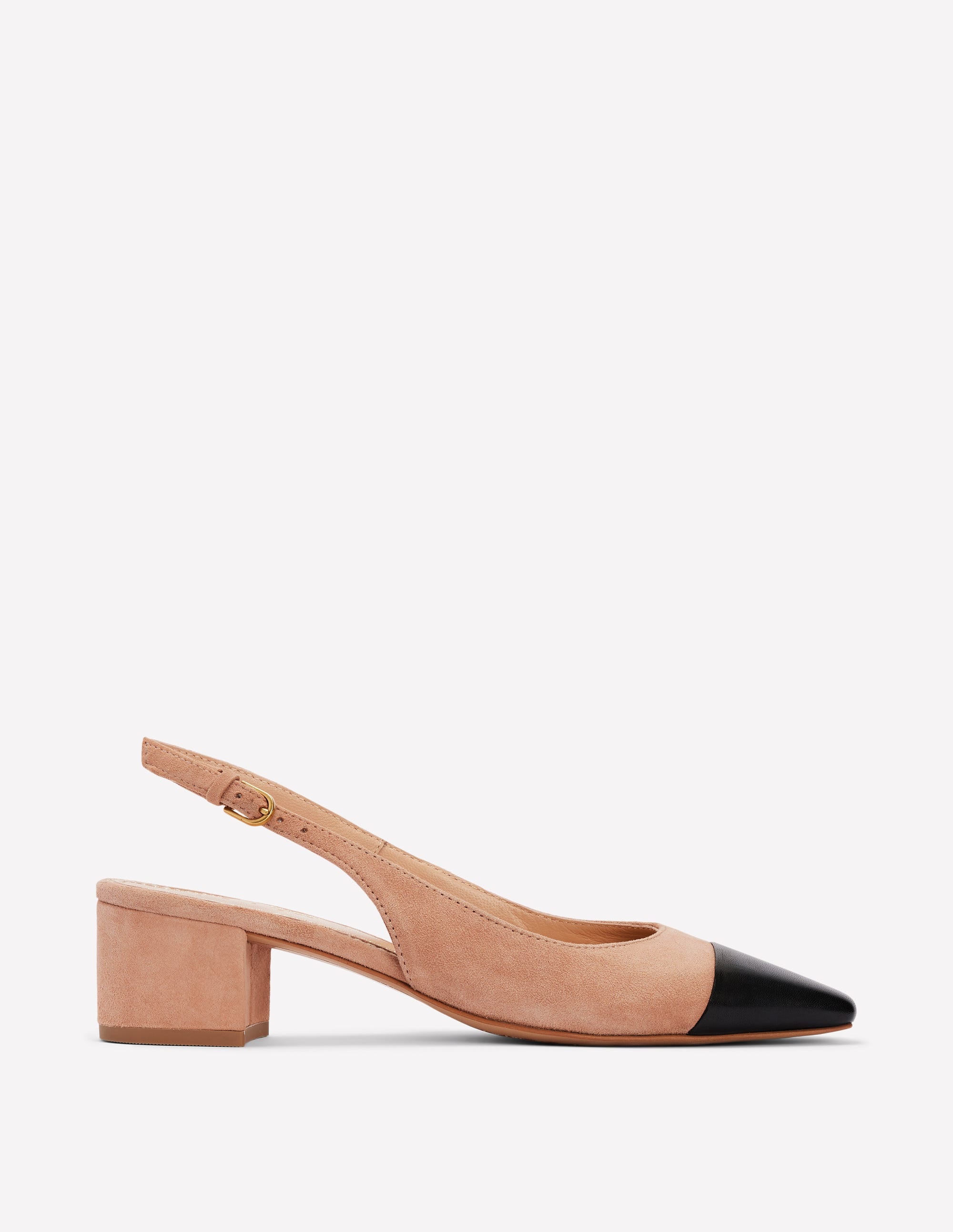 Ailsa Block Heel Slingbacks-Latte Suede - Image 1