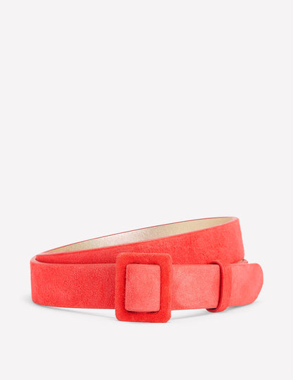 Suede Skinny Buckle Belt-Strawberry Tart Red-1